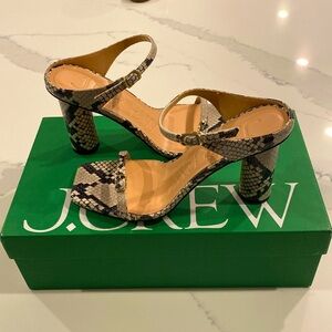 J. Crew black & white snake print heels.